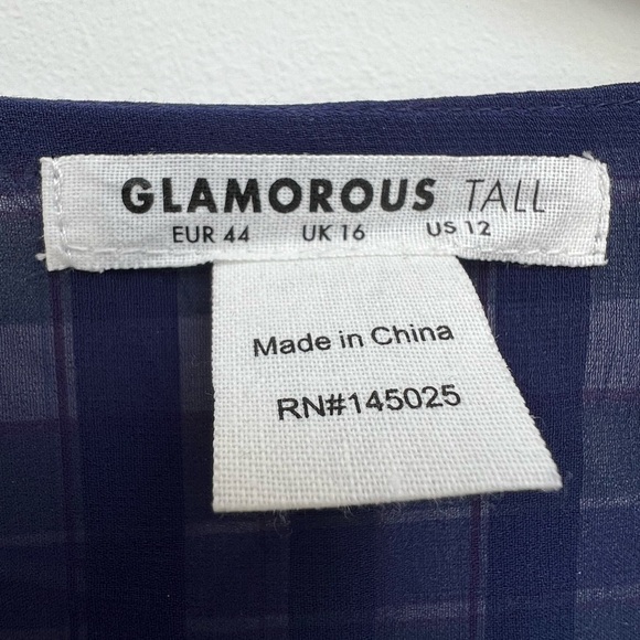 Glamorous size 12 tall plaid midi dress w/ long sleeves & ruffle details - Picture 6 of 6